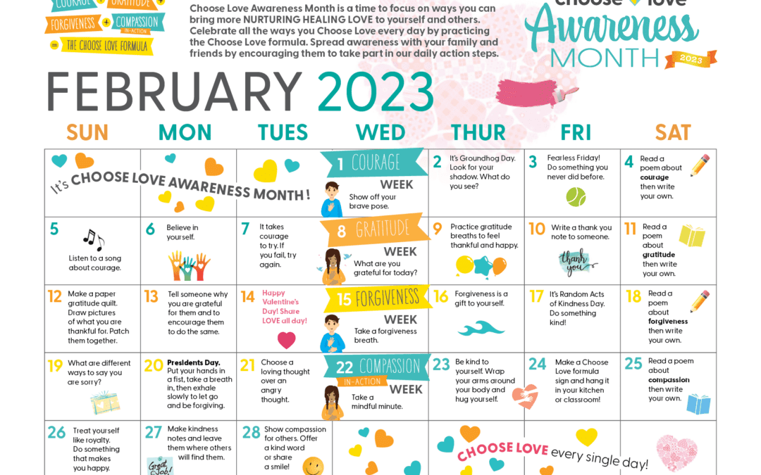 Choose Love February 2023 Calendar